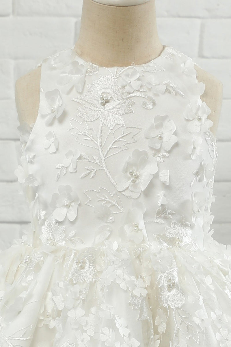 Cargar imagen en el visor de la galería, Vestido blanco de niña de flores sin mangas