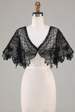 Lentejuelas Black Glitter 1920s Cape with Beading