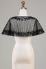 Cargar imagen en el visor de la galería, Black Beaded Glitter 1920s Cape for Women