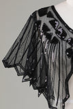 Lentejuelas Black Glitter 1920s Cape with Beading