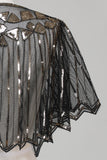 Lentejuelas Black Glitter 1920s Cape with Beading