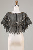 Cargar imagen en el visor de la galería, Lentejuelas negras Glitter 1920s Cape con abalorios