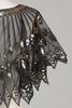 Cargar imagen en el visor de la galería, Lentejuelas negras Glitter 1920s Cape con abalorios