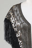Cargar imagen en el visor de la galería, Lentejuelas negras Brillo Cabo de la década de 1920 con flecos
