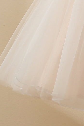 Champagne Con cuentas de tul Flower Girl Dress
