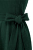 Cargar imagen en el visor de la galería, Vestido verde oscuro vintage de la década de 1950 con faja