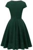 Cargar imagen en el visor de la galería, Vestido verde oscuro vintage de la década de 1950 con faja