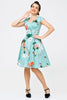 Cargar imagen en el visor de la galería, Vestido de swing floral azul cielo
