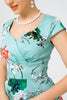 Cargar imagen en el visor de la galería, Vestido de swing floral azul cielo