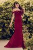 Cargar imagen en el visor de la galería, One Shoulder Mermaid Vestido de fiesta de borgoña