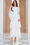 Jewel White Encaje Mother Dress con mangas acampanadas