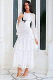 Jewel White Encaje Mother Dress con mangas acampanadas