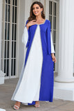 Vestido de madre patchwork azul y blanco