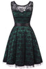 Cargar imagen en el visor de la galería, Vintage Elegante vestido de encaje verde oscuro