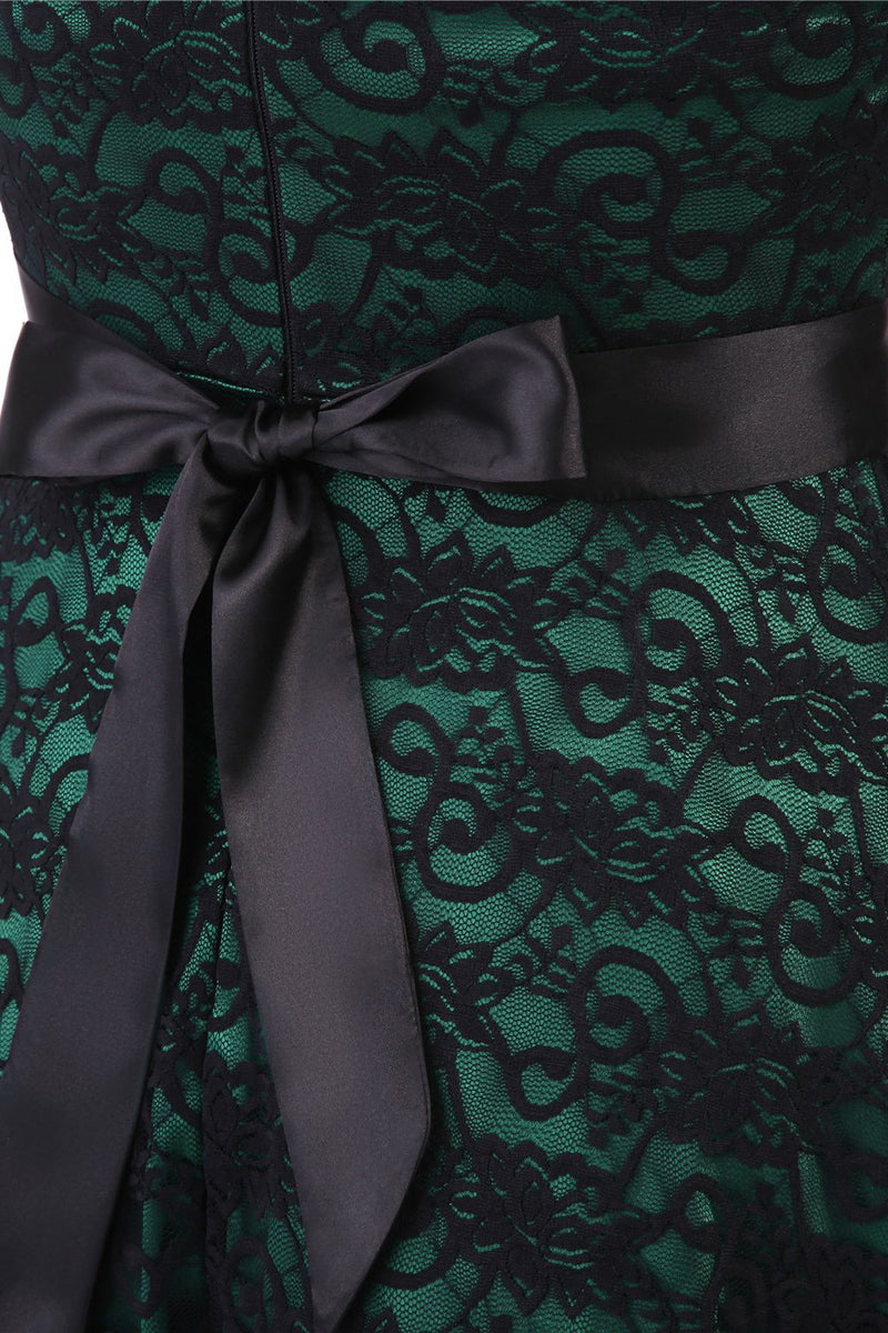 Cargar imagen en el visor de la galería, Vintage Elegante vestido de encaje verde oscuro