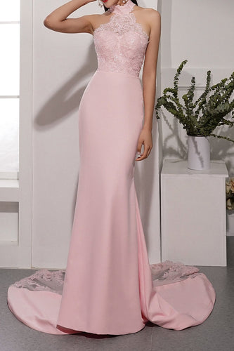 Vestido de dama de honor de sirena rosa