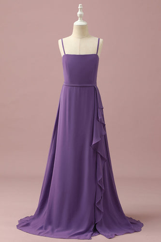 Púrpura Tirantes de Espagueti Vestido Dama de Honor