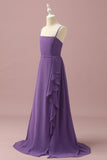 Púrpura Tirantes de Espagueti Vestido Dama de Honor
