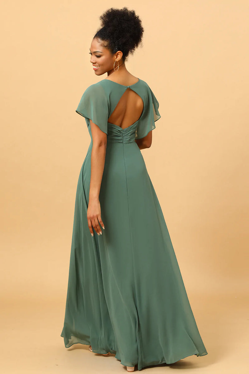 Cargar imagen en el visor de la galería, Vestido de Dama de Honor Verde A-Línea