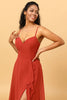 Cargar imagen en el visor de la galería, Correas de Espagueti A-Línea Vestido de Dama de Honor Rojo