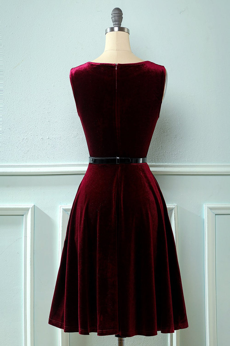 Cargar imagen en el visor de la galería, Vestido velvet vintage de la década de 1950