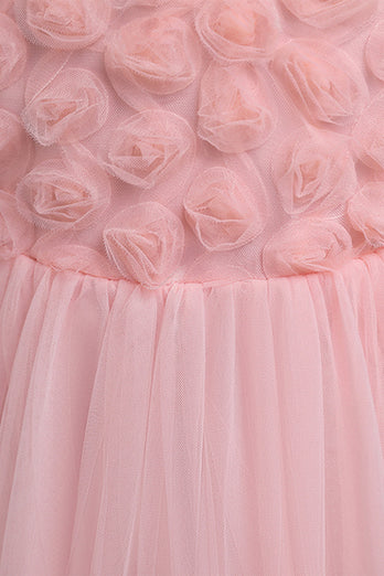 Vestido de chica de flores rosas con Bowknot