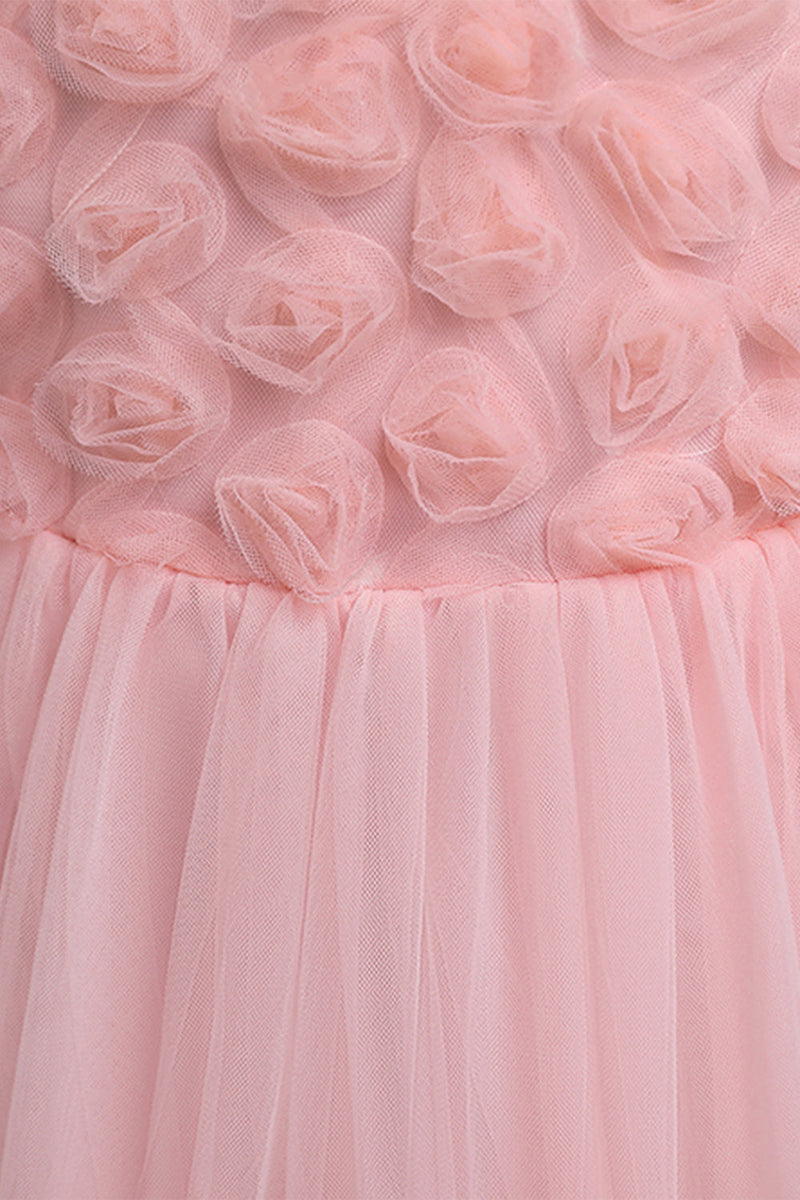 Cargar imagen en el visor de la galería, Vestido de chica de flores rosas con Bowknot