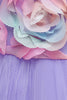 Cargar imagen en el visor de la galería, Vestido de niña de flores rosas con flores y bowknot