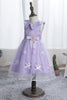 Cargar imagen en el visor de la galería, Vestido de niña de flor de cuello de muñeca púrpura con encaje