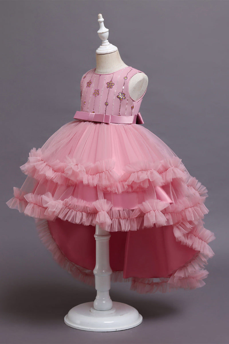 Cargar imagen en el visor de la galería, Blush High Low Tiered Flower Girl Dress