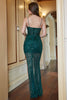 Cargar imagen en el visor de la galería, Tirantes de Espagueti Lentejuelas Verde Oscuro Vestido de Fiesta