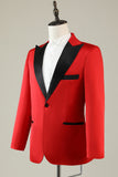 Blazer de baile rojo con muescas para hombres