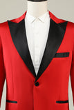 Blazer de baile rojo con muescas para hombres