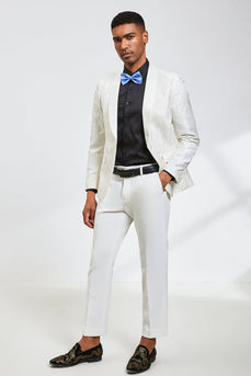 White Jacquard Shawl Lapel 2 piezas Prom Homecoming Suits