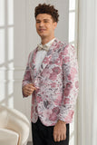 Mantón solapa Un botón Rosa Floral Jacquard 2 piezas Homecoming Suits