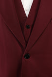 Burgundy Peak Lapel 3 piezas Trajes de fiesta para hombres