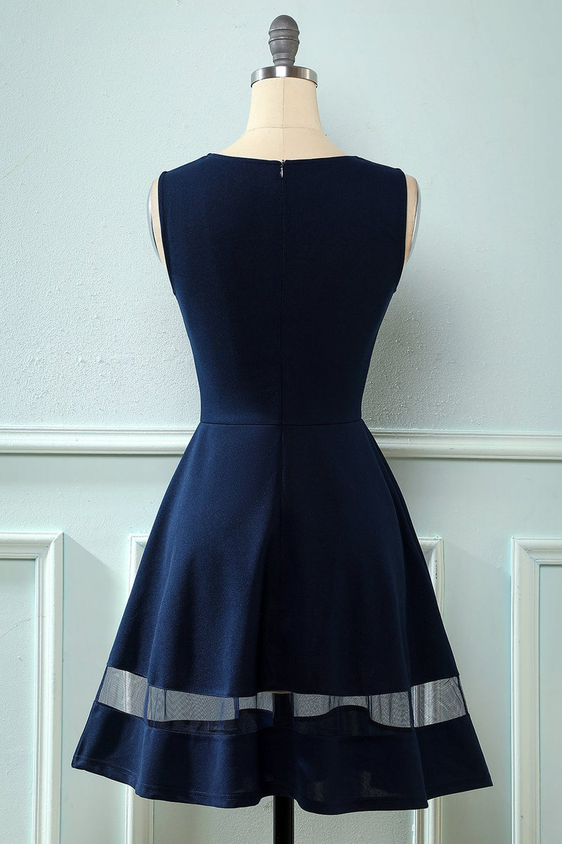 Cargar imagen en el visor de la galería, Navy Vintage 1950s Swing Dress