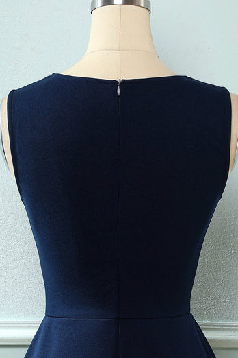 Navy Vintage 1950s Swing Dress