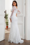 Sirena Blanca Madre Vestido Manga Larga