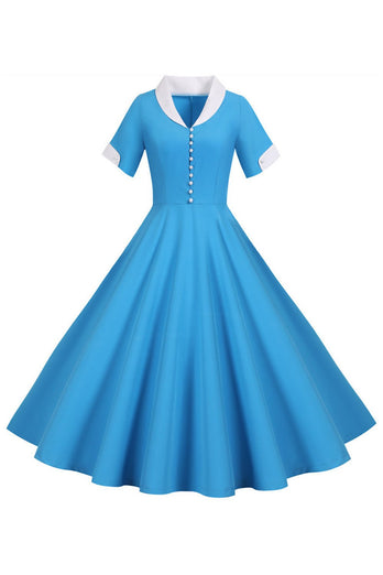 V Cuello 1950s Vestido Swing