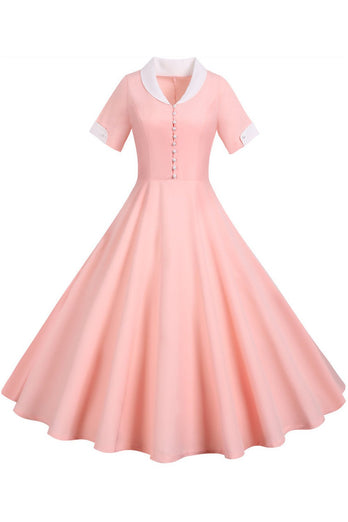 V Cuello 1950s Vestido Swing