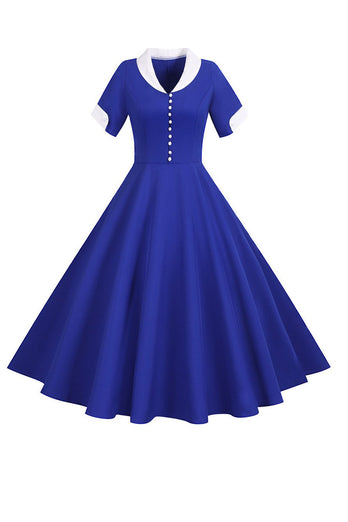 V Cuello 1950s Vestido Swing