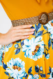 Vestido Día Naranja de la impresión floral Casual