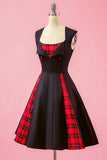 Negro Vestido Vintage Cuello en V