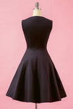 Negro Vestido Vintage Cuello en V