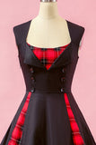 Negro Vestido Vintage Cuello en V