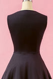 Negro Vestido Vintage Cuello en V