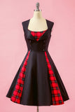 Negro Vestido Vintage Cuello en V