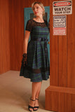 Verde 1950s Vestido Vintage A Cuadros