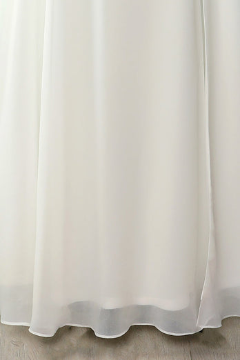 Formal vestido de fiesta A-line blanco con el cordón